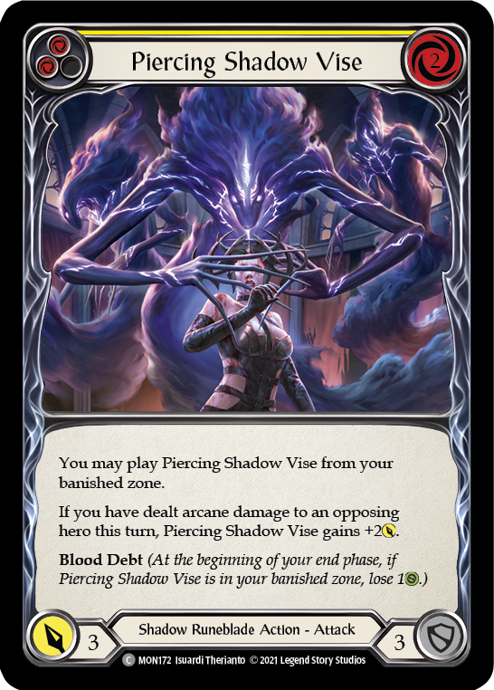 Piercing Shadow Vise (Yellow) [MON172-RF] (Monarch)  1st Edition Rainbow Foil | Card Merchant Takapuna