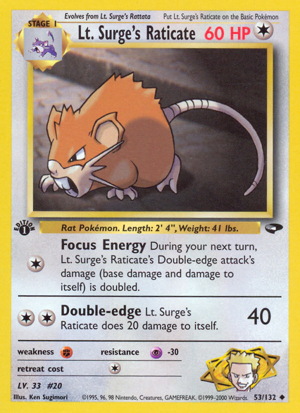 Lt. Surge's Raticate (53/132) [Gym Challenge 1st Edition] | Card Merchant Takapuna