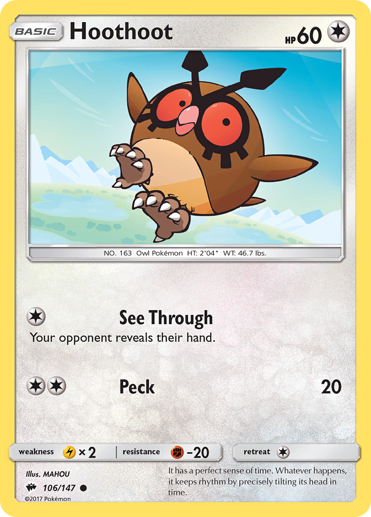 Hoothoot (106/147) [Sun & Moon: Burning Shadows] | Card Merchant Takapuna