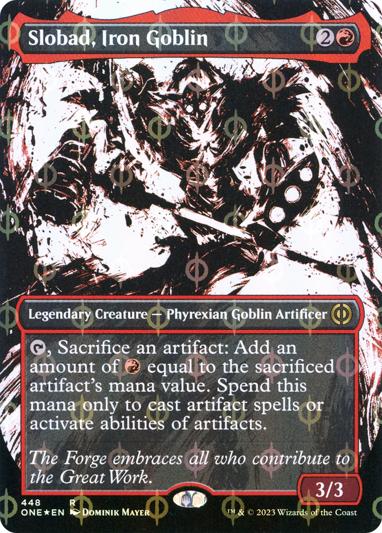 Slobad, Iron Goblin (Borderless Ichor Step-and-Compleat Foil) [Phyrexia: All Will Be One] | Card Merchant Takapuna