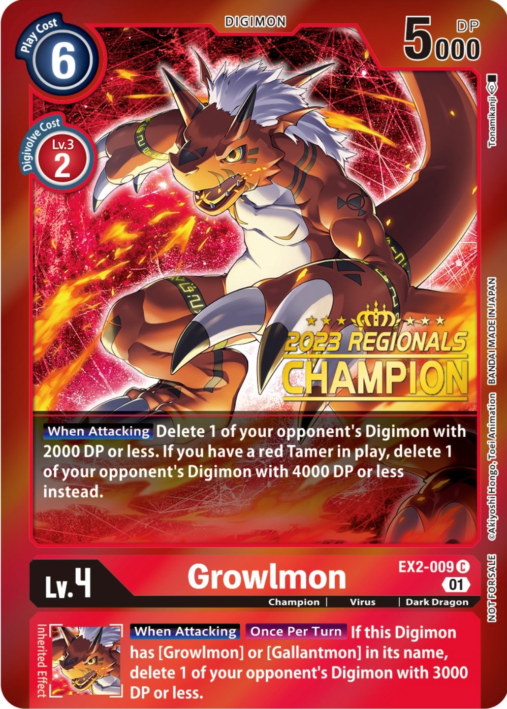 Growlmon [EX2-009] (2023 Regionals Champion) [Digital Hazard Promos] | Card Merchant Takapuna