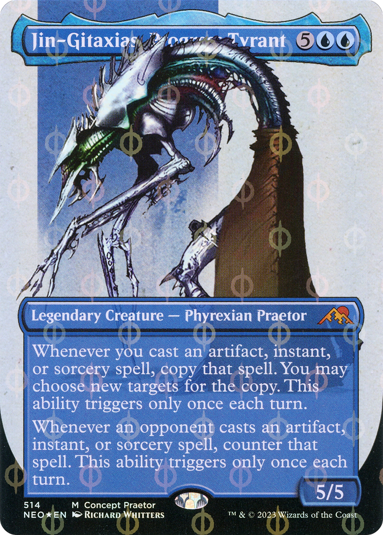 Jin-Gitaxias, Progress Tyrant (Borderless Concept Praetors Step-and-Compleat Foil) [Phyrexia: All Will Be One] | Card Merchant Takapuna