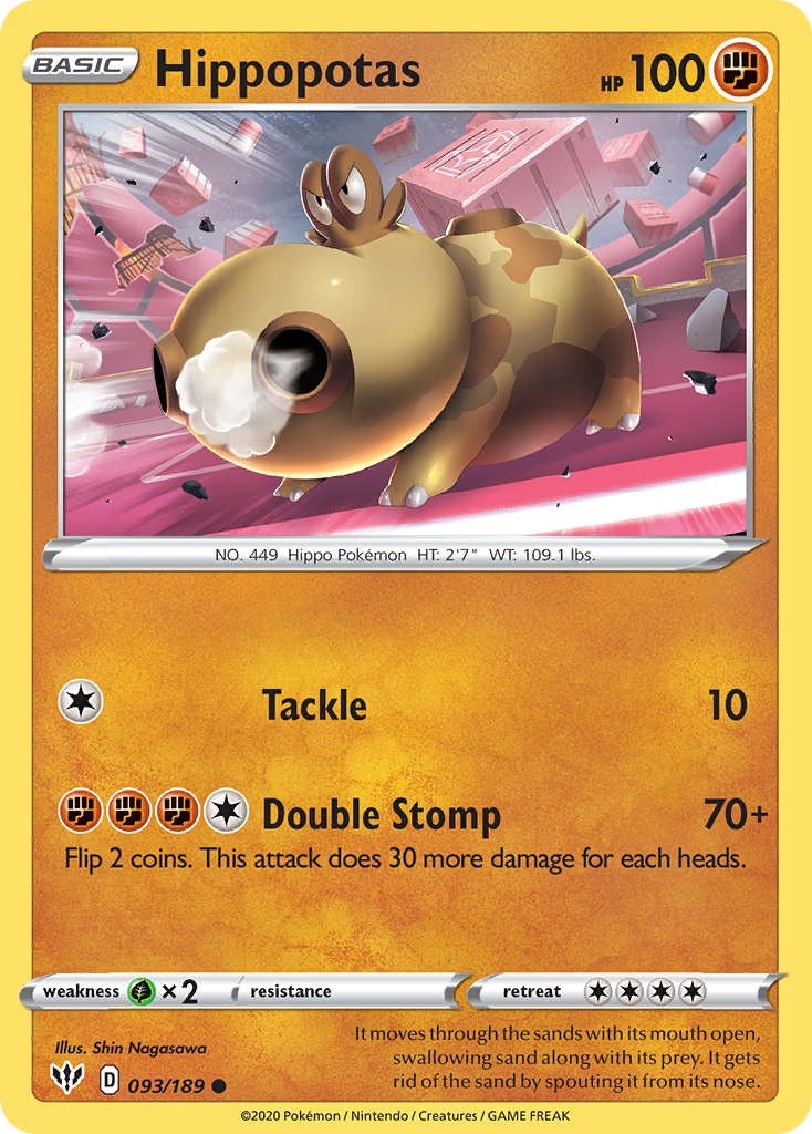 Hippopotas (093/189) [Sword & Shield: Darkness Ablaze] | Card Merchant Takapuna