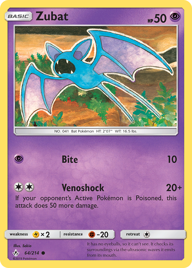 Zubat (64/214) [Sun & Moon: Unbroken Bonds] | Card Merchant Takapuna