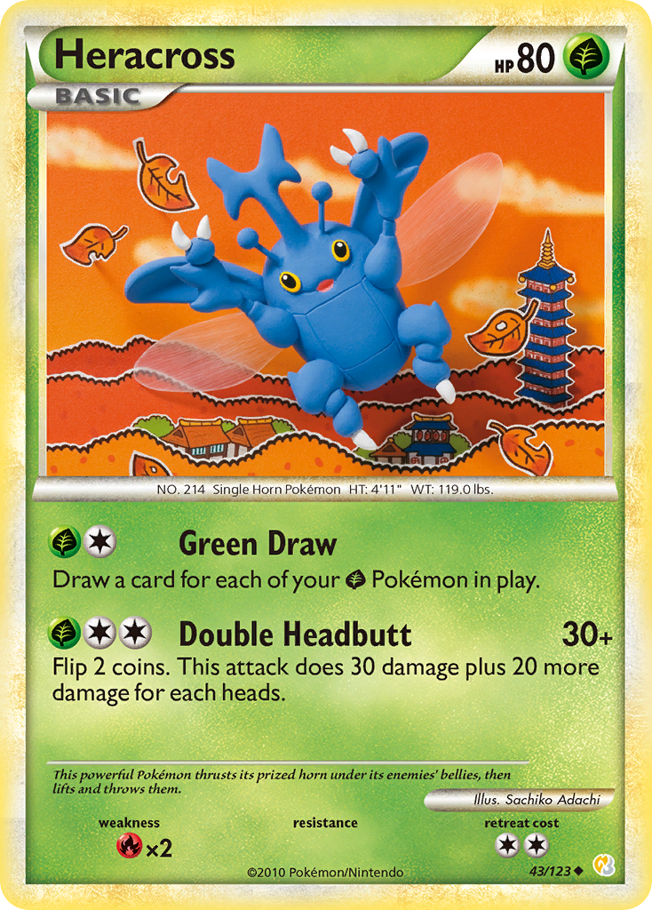 Heracross (43/123) [HeartGold & SoulSilver: Base Set] | Card Merchant Takapuna