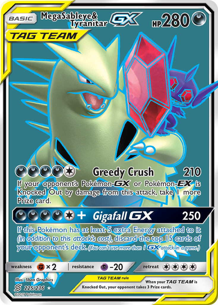 Mega Sableye & Tyranitar GX (225/236) [Sun & Moon: Unified Minds] | Card Merchant Takapuna