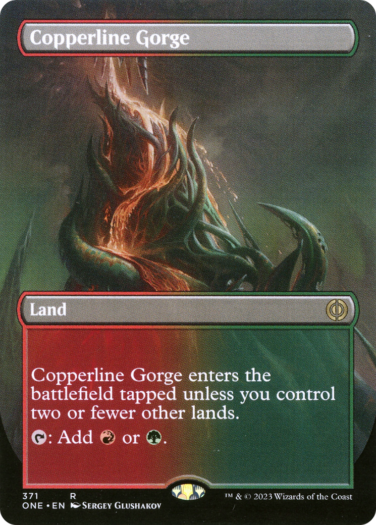 Copperline Gorge (Borderless Alternate Art) [Phyrexia: All Will Be One] | Card Merchant Takapuna