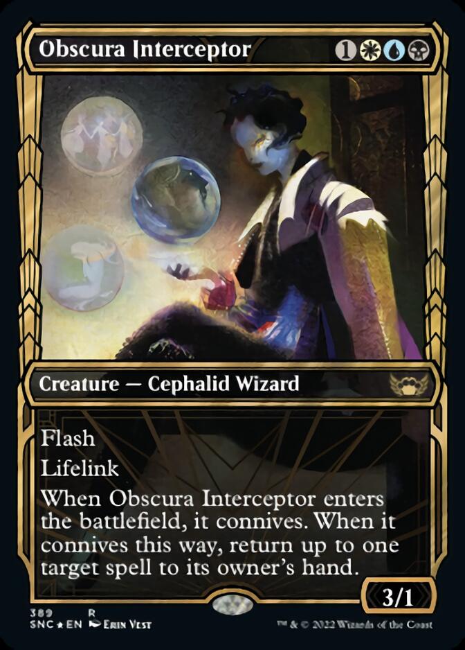 Obscura Interceptor (Showcase Golden Age Gilded Foil) [Streets of New Capenna] | Card Merchant Takapuna