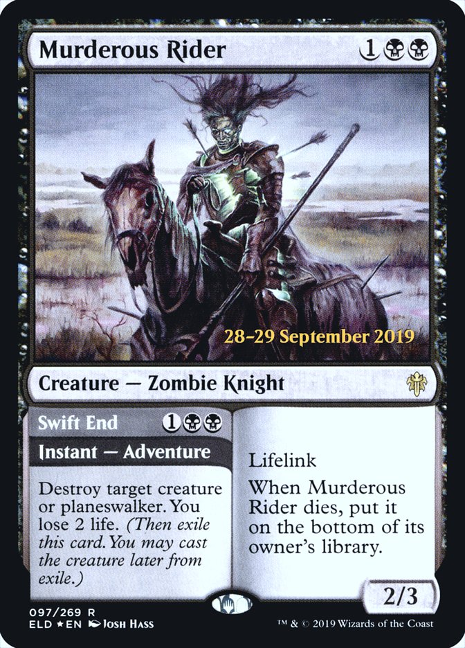 Murderous Rider // Swift End [Throne of Eldraine Prerelease Promos] | Card Merchant Takapuna