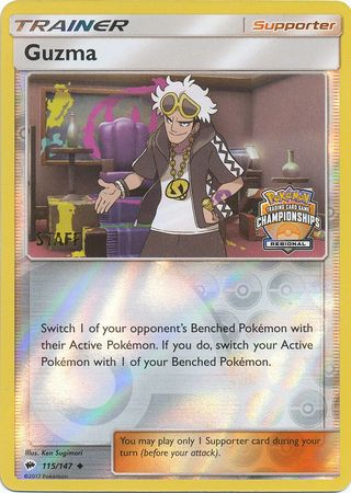 Guzma (115/147) (League Promo) (Staff) [Sun & Moon: Burning Shadows] | Card Merchant Takapuna