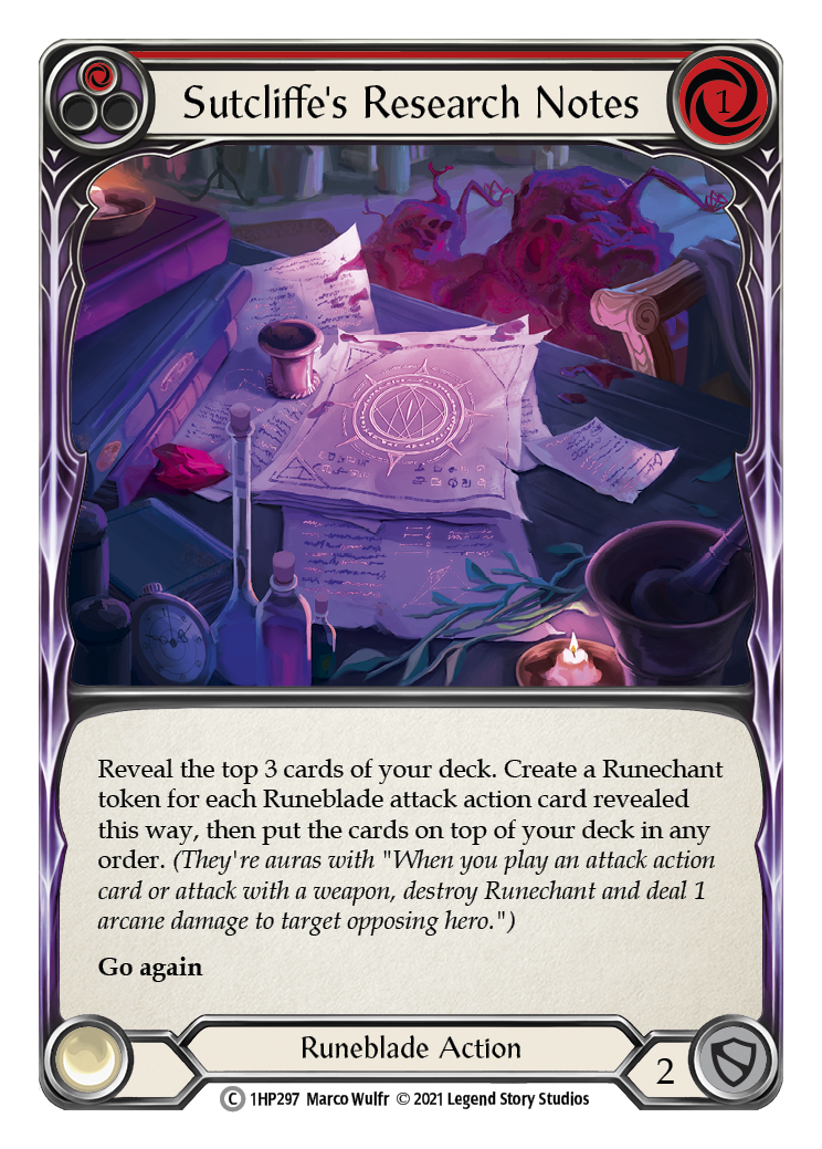 Sutcliffe's Research Notes (Red) [1HP297] (History Pack 1) | Card Merchant Takapuna