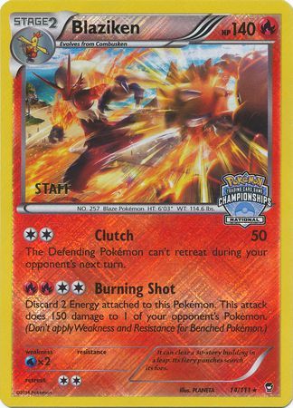 Blaziken (14/111) (Staff National Championship Promo) [XY: Furious Fists] | Card Merchant Takapuna