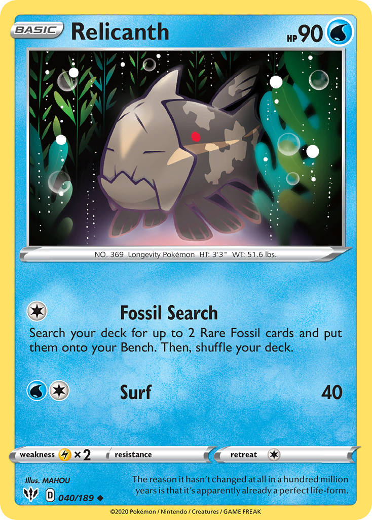 Relicanth (040/189) [Sword & Shield: Darkness Ablaze] | Card Merchant Takapuna