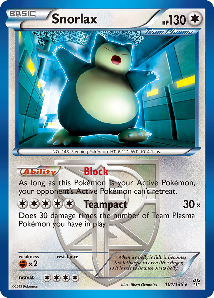 Snorlax (101/135) [Black & White: Plasma Storm] | Card Merchant Takapuna