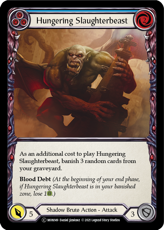 Hungering Slaughterbeast (Blue) [U-MON149-RF] (Monarch Unlimited)  Unlimited Rainbow Foil | Card Merchant Takapuna