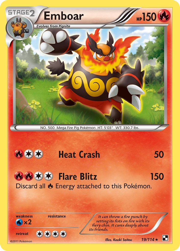 Emboar (19/114) (Cracked Ice Holo) (Theme Deck Exclusive) [Black & White: Base Set] | Card Merchant Takapuna