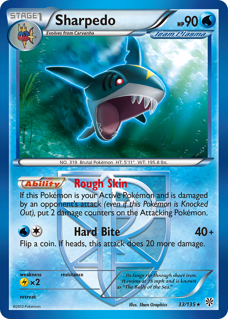 Sharpedo (33/135) [Black & White: Plasma Storm] | Card Merchant Takapuna