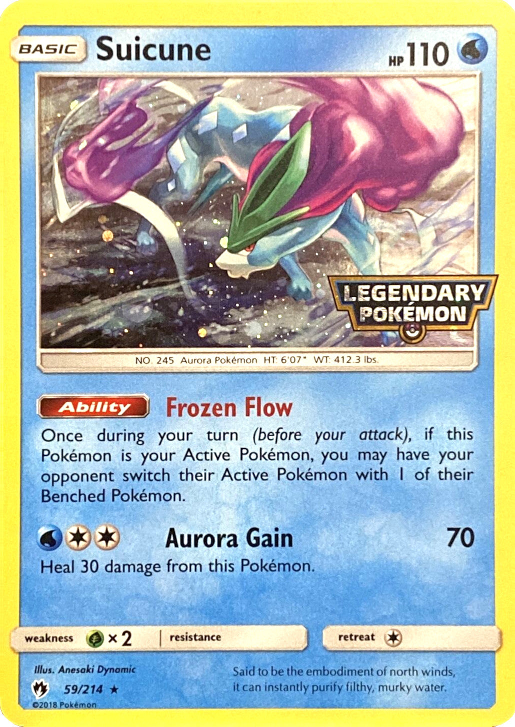 Suicune (59/214) (Legendary Pokemon Stamped) [Sun & Moon: Lost Thunder] | Card Merchant Takapuna