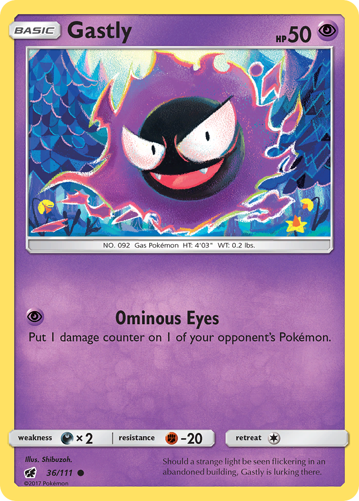 Gastly (36/111) [Sun & Moon: Crimson Invasion] | Card Merchant Takapuna