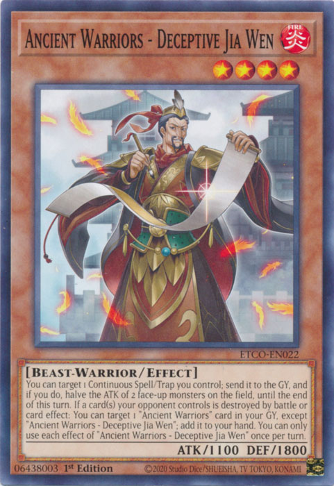 Ancient Warriors - Deceptive Jia Wen [ETCO-EN022] Common | Card Merchant Takapuna