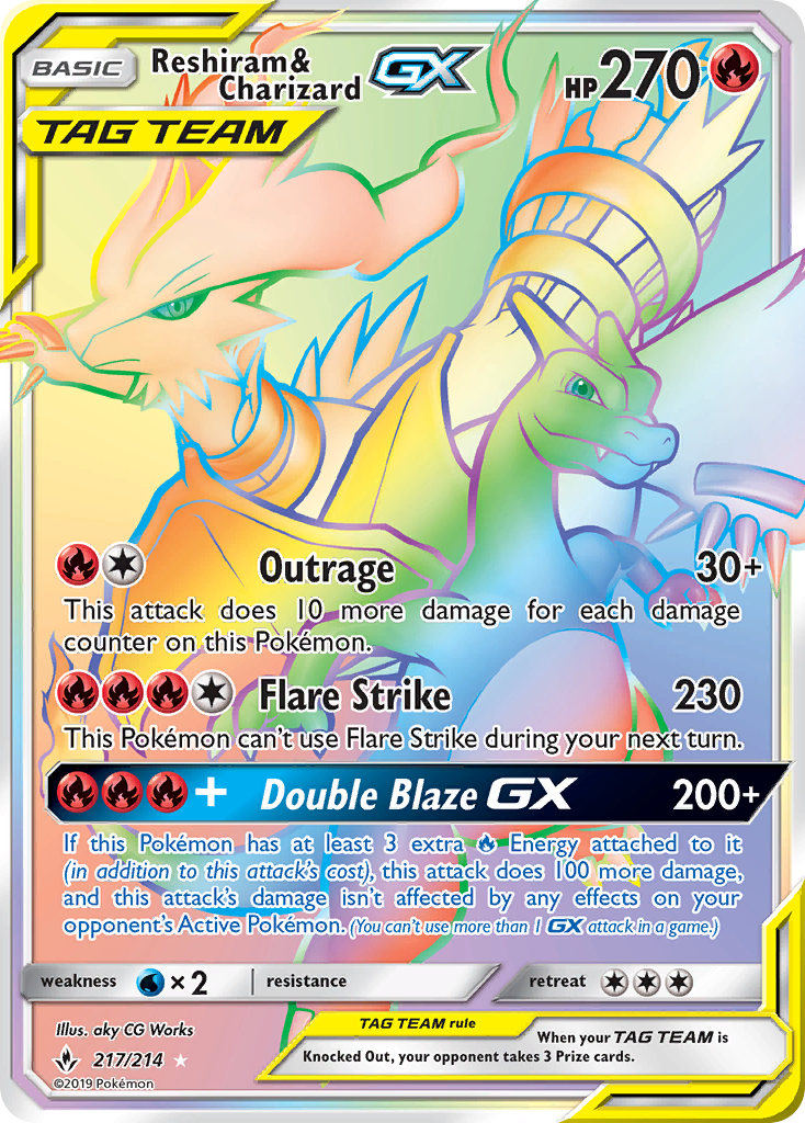 Reshiram & Charizard GX (217/214) [Sun & Moon: Unbroken Bonds] | Card Merchant Takapuna