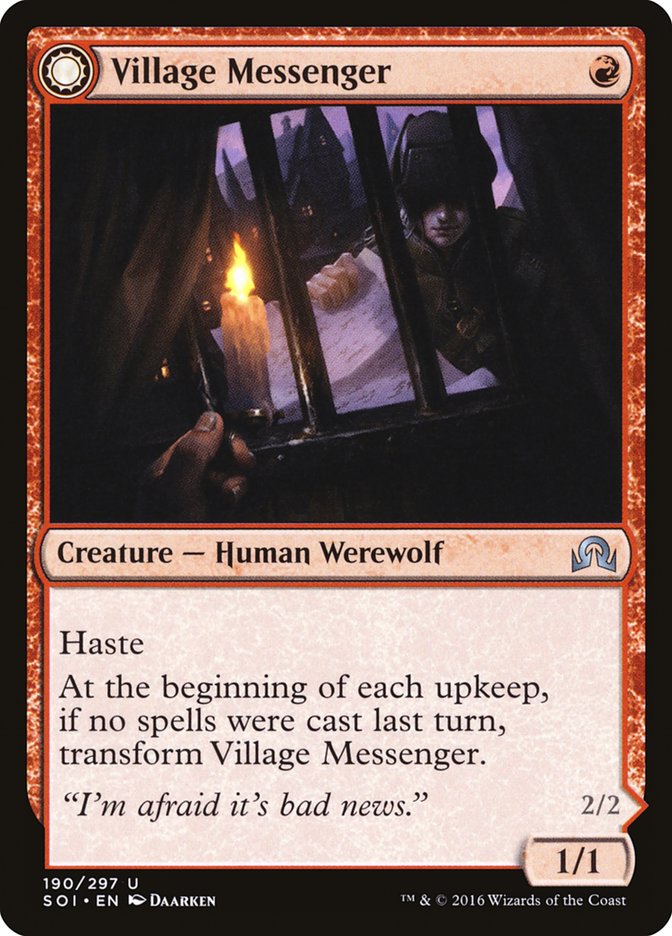 Village Messenger // Moonrise Intruder [Shadows over Innistrad] | Card Merchant Takapuna