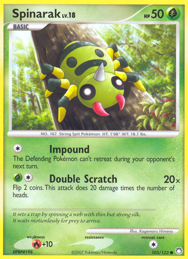 Spinarak (103/123) [Diamond & Pearl: Mysterious Treasures] | Card Merchant Takapuna