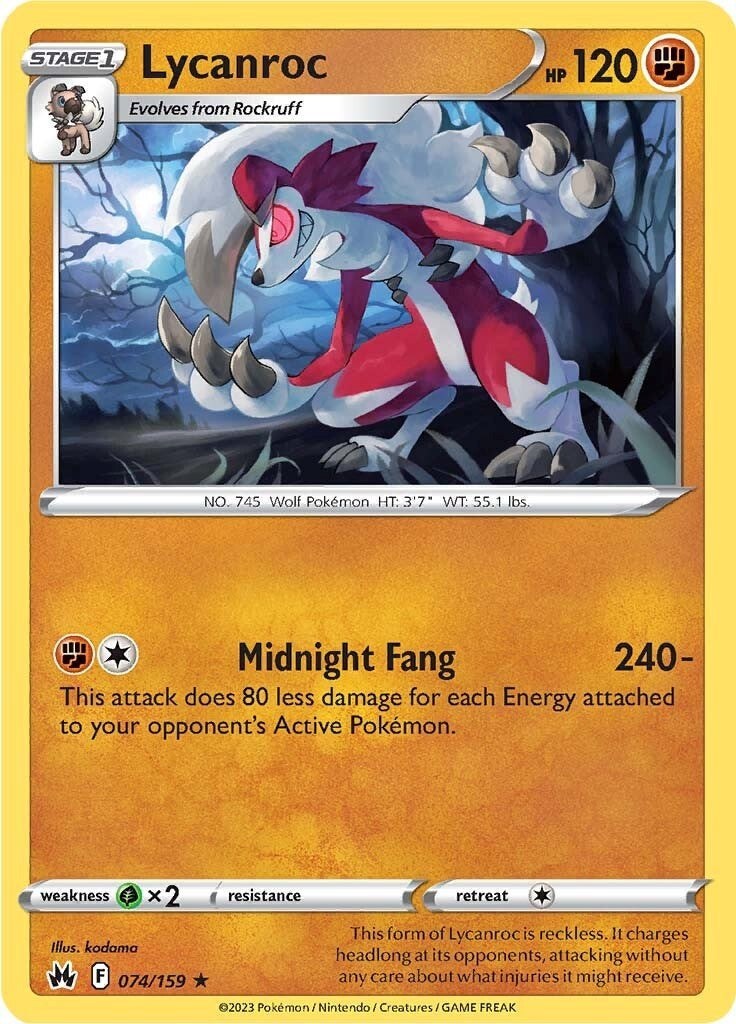 Lycanroc (074/159) [Sword & Shield: Crown Zenith] | Card Merchant Takapuna