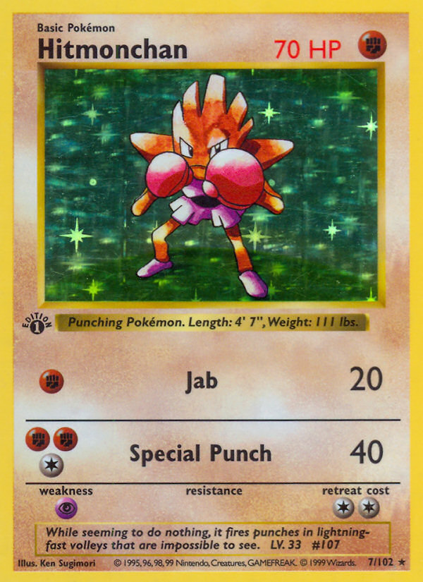 Hitmonchan (7/102) (Shadowless) [Base Set 1st Edition] | Card Merchant Takapuna