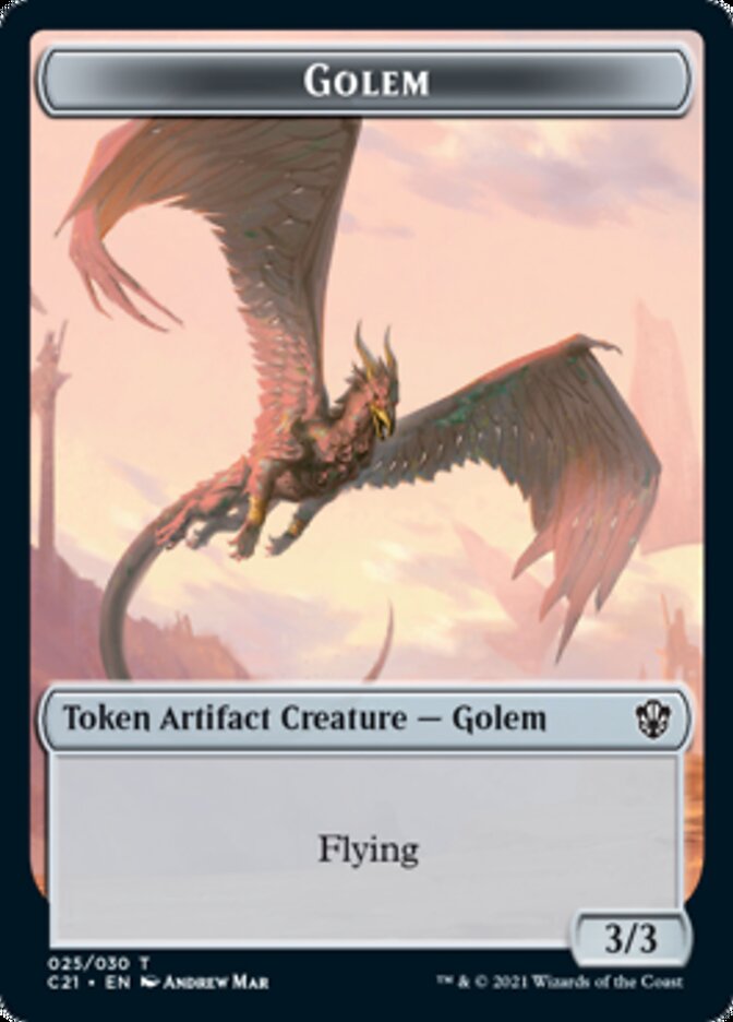 Golem (025) // Thopter Double-Sided Token [Commander 2021 Tokens] | Card Merchant Takapuna