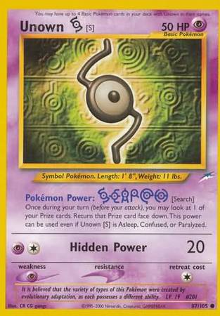 Unown [S] (87/105) [Neo Destiny Unlimited] | Card Merchant Takapuna