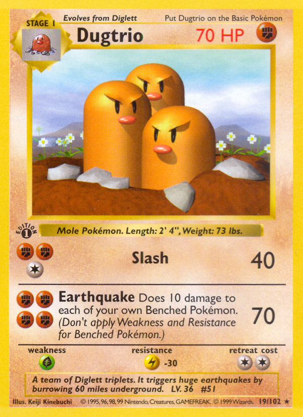 Dugtrio (19/102) (Shadowless) [Base Set 1st Edition] | Card Merchant Takapuna