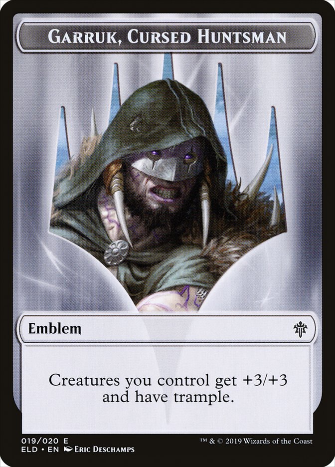 Garruk, Cursed Huntsman Emblem [Throne of Eldraine Tokens] | Card Merchant Takapuna