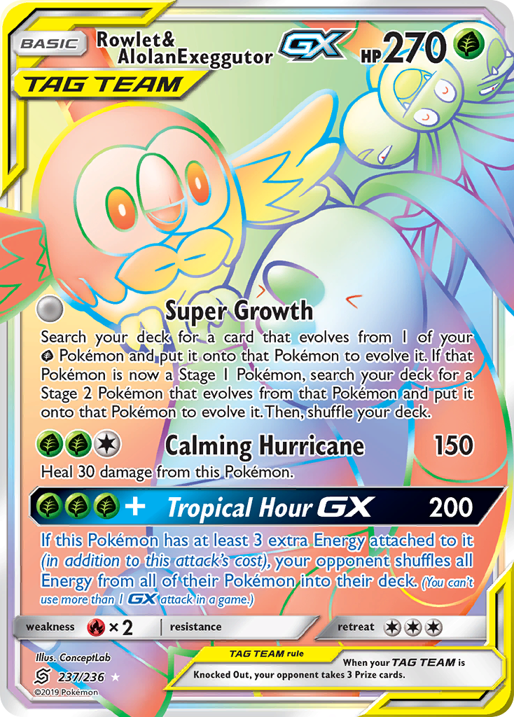 Rowlet & Alolan Exeggutor GX (237/236) [Sun & Moon: Unified Minds] | Card Merchant Takapuna