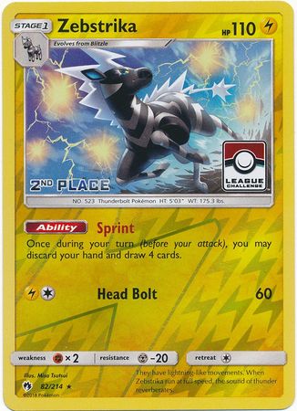 Zebstrika (82/214) (League Promo 2nd Place) [Sun & Moon: Lost Thunder] | Card Merchant Takapuna