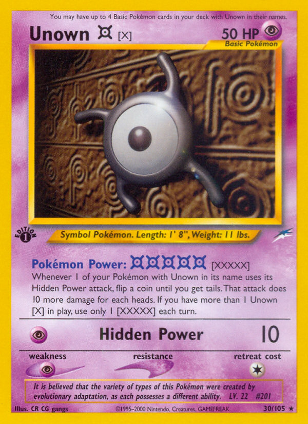 Unown [X] (30/105) [Neo Destiny 1st Edition] | Card Merchant Takapuna