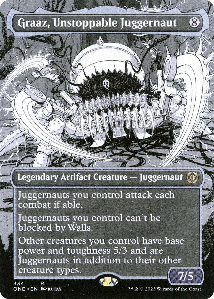 Graaz, Unstoppable Juggernaut (Borderless Manga) [Phyrexia: All Will Be One] | Card Merchant Takapuna