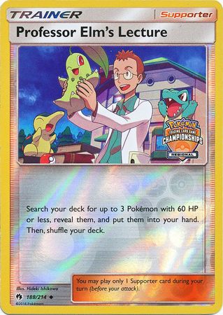 Professor Elm's Lecture (188/214) (Regional Championship Promo) [Sun & Moon: Lost Thunder] | Card Merchant Takapuna