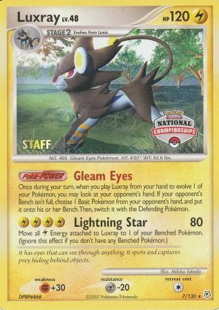 Luxray (7/130) (National Championships) (Staff) [Diamond & Pearl: Base Set] | Card Merchant Takapuna