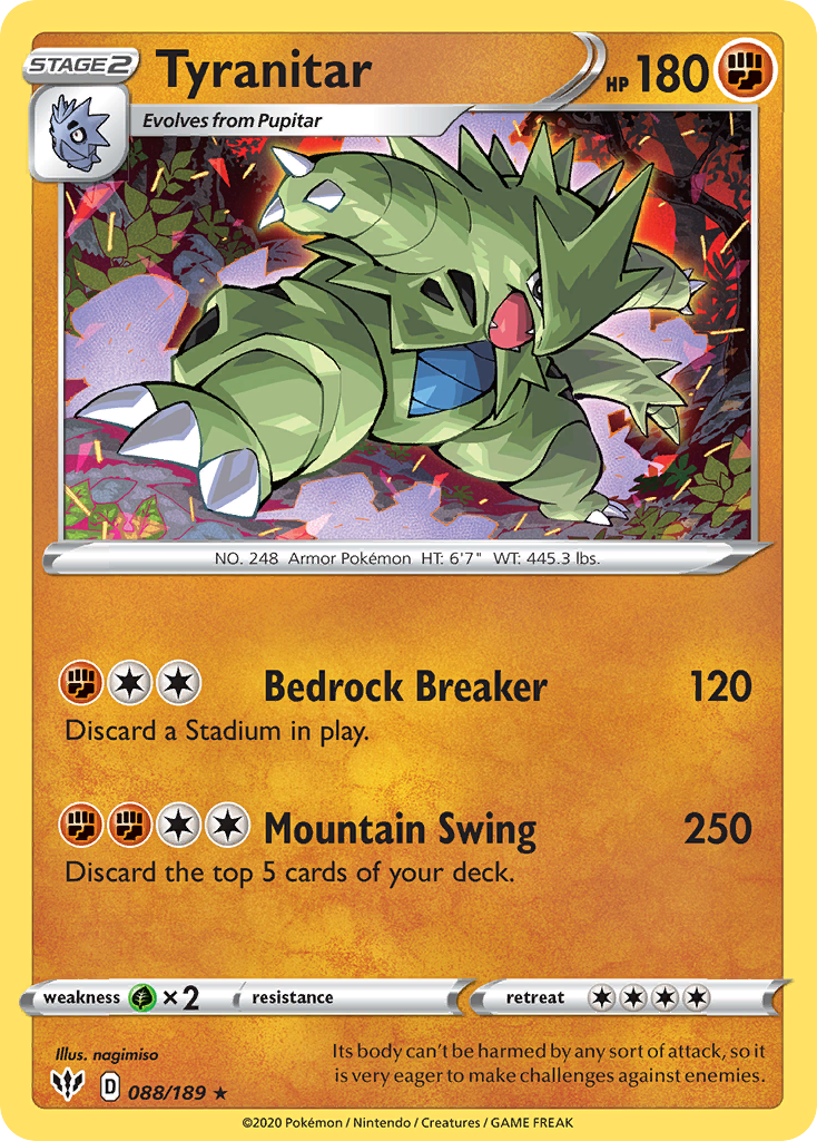 Tyranitar (088/189) [Sword & Shield: Darkness Ablaze] | Card Merchant Takapuna