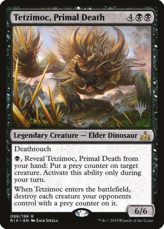 Tetzimoc, Primal Death (Promo Pack) [Rivals of Ixalan Promos] | Card Merchant Takapuna