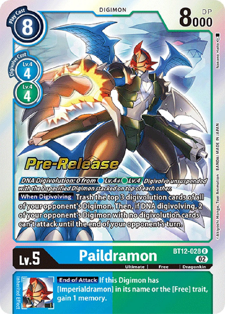 Paildramon [BT12-028] [Across Time Pre-Release Cards] | Card Merchant Takapuna