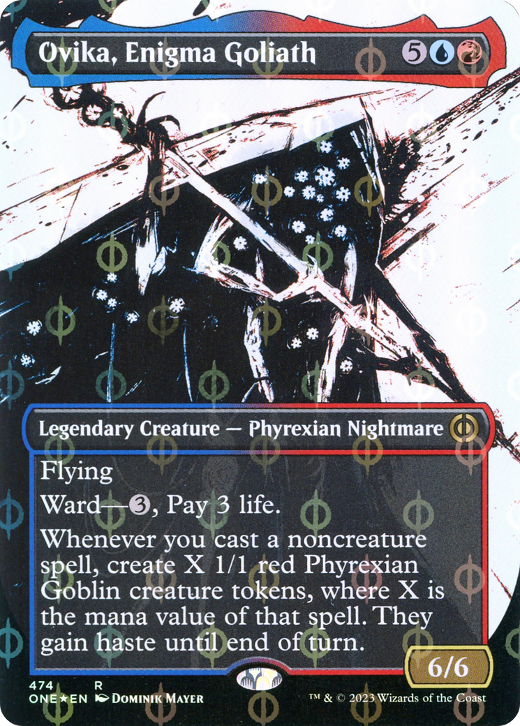 Ovika, Enigma Goliath (Borderless Ichor Step-and-Compleat Foil) [Phyrexia: All Will Be One] | Card Merchant Takapuna