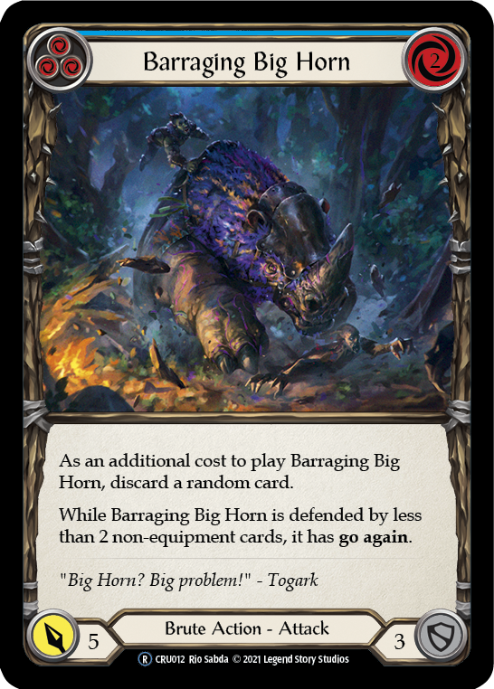 Barraging Big Horn (Blue) [U-CRU012] (Crucible of War Unlimited)  Unlimited Normal | Card Merchant Takapuna