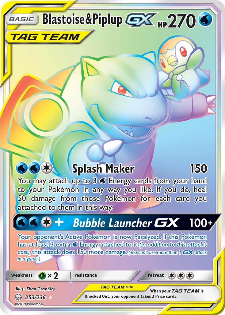 Blastoise & Piplup GX (253/236) [Sun & Moon: Cosmic Eclipse] | Card Merchant Takapuna