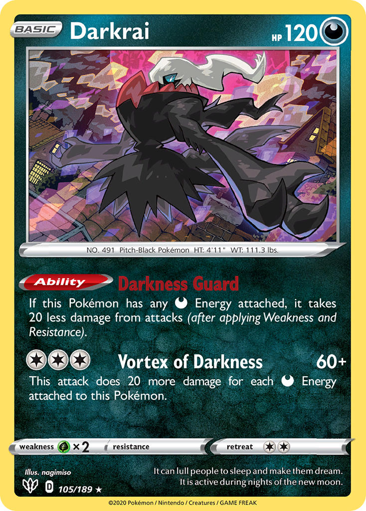 Darkrai (105/189) (Theme Deck Exclusive) [Sword & Shield: Darkness Ablaze] | Card Merchant Takapuna