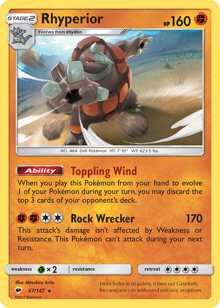 Rhyperior (67/147) [Sun & Moon: Burning Shadows] | Card Merchant Takapuna