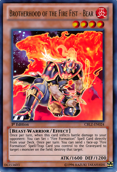 Brotherhood of the Fire Fist - Bear [CBLZ-EN024] Ultra Rare | Card Merchant Takapuna