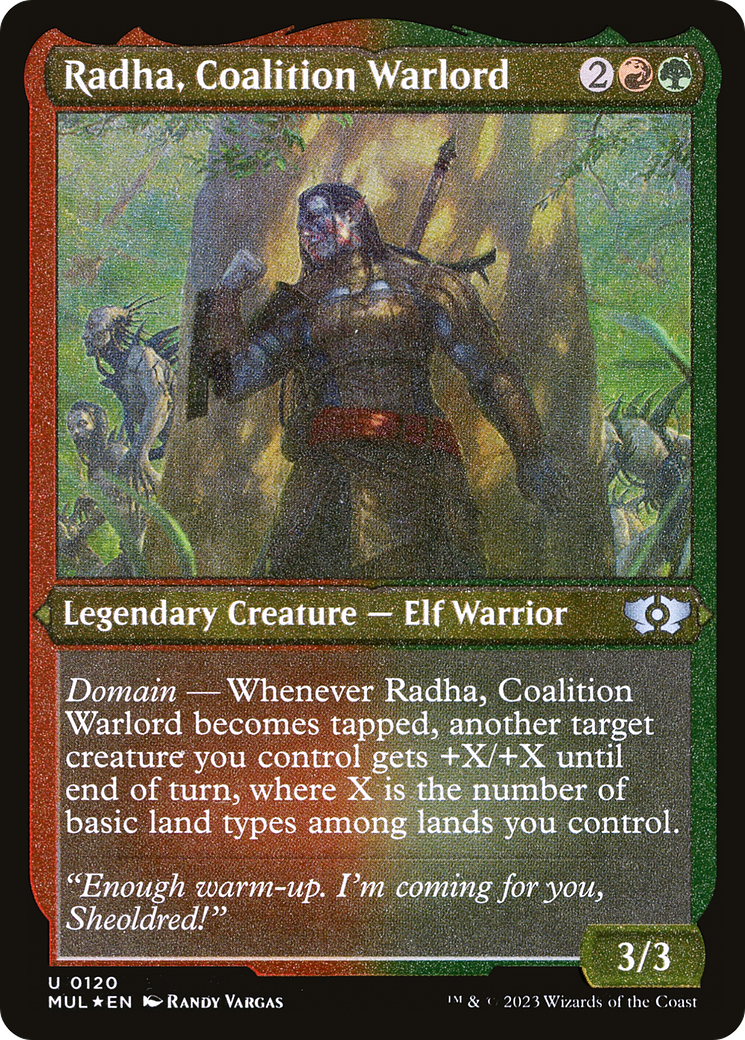 Radha, Coalition Warlord (Foil Etched) [Multiverse Legends] | Card Merchant Takapuna