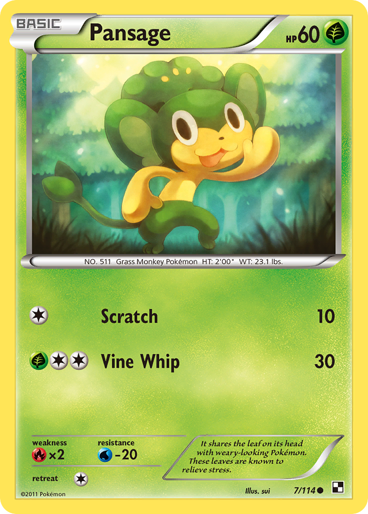 Pansage (7/114) [Black & White: Base Set] | Card Merchant Takapuna